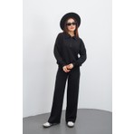 Dı Loria Kadın Siyah Renk Eşofman Takım Oversize Fermuarlı Sweatshirt Pantolon