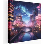 Popcas  Tokyo Neon Çiçekleri Kanvas Tablo