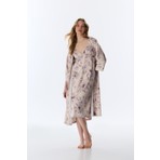 Penti Pastel Bej Petal Saten 3/4 Kollu Sabahlık Pijama Üstü