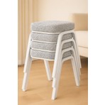 Ecowood Metal Tabure -4 Adet Beyaz Renkli Sünger Oturumlu Modern Tasarım Dayanıklı Metal Ayaklı