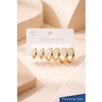 Trend Collection Kadın Gold Klasik Halka Paslanmaz Çelik Küpe Set (6 Adet)