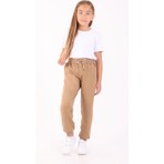 Rekor Moda Kız Çocuk Eşofman Altı Okul ve Günlük Rahat Cepli Basic Jogger 2 Iplik Mevsimlik 5-12 Yaş Bej