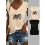 Mercoledi Kadın 2 Adet Mix Baskılı V Yaka Kolsuz Oversize Salas Boyfriend T-Shirt Set