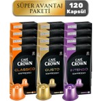 Cafe Crown 120'LI Kapsül Kahve Nespresso Uyumlu Mega Paket - 120 Kapsül Orta Kavurma Aroma