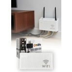 Omilife Duvara Asılabilir Vidalı Askı Yapışkanlı Modem Kutusu WiFi Router Rafı 25x15x6 cm