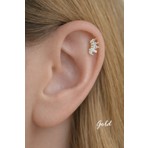 Sacce Scarves & Accessories 316L Çelik Altın Kaplama Zirkon Taşlı Yuvarlak Piercing – Helix, Tragus ve Kıkırdak İçin Şık Takı