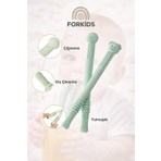 For Kids ForKids 2'li Diş Kaşıyıcı Özellikli Pipet Seti Mint Yeşili Silikon Kolay Temizlenir