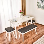 Just Home Bono Ortadan Açılır Masa Takımı - Sedef Krem / Antrasit - 110 cm