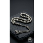 Roza Silver 925 Ayar Kapsül Kesim 3 Kamçılı Püskül Orta Boy Osmanlı Işlemeli Otantik Gümüş Tesbih