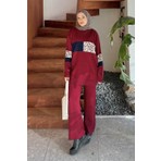 Lamelif Desenli Triko Takım Bordo
