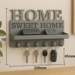 Canerege Home Sweet Home 3D Baskı Duvar Anahtarlık ve Eşya Rafı