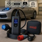 Mioji FC22 3.5/22KW 16/32A 2.4 LCD Ekran IP65 Suya Dayanıklı Taşınabilir Elektrikli Araç Şarj Cihazı (Dönüştürücü Fiş Hediyeli)