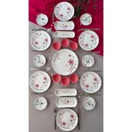 Yiğit Seramik Züccaciye Bahar Model 6 Kişilik 23 Parça Röfyeli Modern Kahvaltı Takımı - Brunch Set (Pembe)
