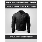 Revertech Siyah Yazlık Fileli Motosiklet Montu Korumalı Nefes Alan Hafif Mont M