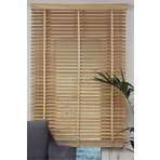 YS Perde Tasarım Wooden Blinds %100 Doğal Ahşap Jaluzi Perde , 50MM Alüminyum Kasalı Yüksek Kaliteli - Meşe Kurdelalı WOODWH/V211