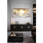 Olinpa Kırılmaz Cam Duvar Saati , Hem Tablo Hem Saat Bulutlar ve Ay Modern Tasarım Saat Ev Salon Saat Ofis  Hediyesi