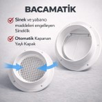 GAMA BANYO Plastik Bacamatik Davlumbaz Aspiratör Baca Klapesi Beyaz Renk Dayanıklı Malzeme