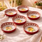 Sarkap Home 10 cm Çap, 3.2 cm Yükseklik 6'lı Kırmızı Dondurmalık ve Çerezlik Seti 10 cm Çap Metal Lemon Design