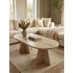 HMC Decor Modern Oval Salon Sehpası -Traverten Görünüm