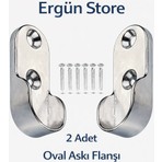 Ergün Store Krom Oval Boru Askı Flanşı Gardrop , Dolap Içi Askılık Boru Aparatı 2 Adet Flanş