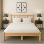 Pinoxi 180CM x 200CM Doğal Masif Ahşap Yuvarlak Çıtalı Başlıklı Karyola Doğal Ahşap Natural Renk