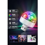 Saravita USB Mini Disco Topu Rgb LED Parti Işığı Sese Duyarlı 7 Renk Araç ve Ev Ambiyans Lambası