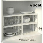 4 Adet Dolap Içi Düzenleyici Raf Tabak Bardak Rafı Metal Kaliteli Raf
