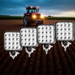 Msk Oto Yerli Üretim 4 Adet 16 Ledli 8.5x8.5 cm Traktör Kamyonet Araba Çalışma Lambası 12 Volt Güçlü Işık