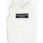 Koton Kapşonlu Sweatshirt Kolsuz Slogan Baskılı Kanguru Cepli