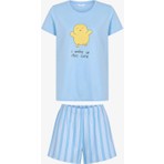 Penti Açık Mavi Happy Day Çizgili Kısa Kollu Şort Pijama Takımı