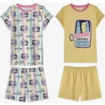 Penti Kız Çocuk Pastel Sarı Sardines Cat Kısa Kollu 2'li Pijama Takımı