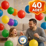 Nistabolje 40 Adet Lastikli Zıpzıp Balon Karışık Renk Parti ve Süsü Çocuk Oyun Balonları