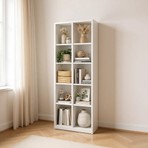 Alesta Life 10 Göz Raflı Beyaz Kitaplık Suntalam Malzeme ile 162 cm Yükseklik ve 55 cm Genişlik