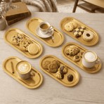 Sarkap Home 16x35 cm 6'lı Gold Oval Sunumluk Metal Servis Tepsisi