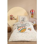 Özdilek Disney Nevresim Takımı Ranforce Bebe Dumbo Cırcus Bej
