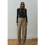Suud Collection Haki Raffy Geniş Paça Pantolon
