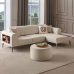 Edsy Home Drog Köşe Koltuk Takımı Bukle Kumaş Krem 240x150 cm Orta Sert Yatak Özellikli