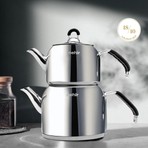Nehir Modern Midi Orta Boy 1-2 Lt. Paslanmaz Çelik Çaydanlık Takımı