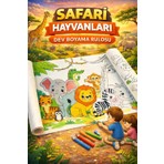 Haydi Dekor 🦒🦁🐘 Safari Hayvanlarını Boyuyorum – Dev Boyama Rulosu(Zürafa • Aslan • Fil • Zebra • Su Aygırı • Eğitici & Eğlenceli Safari Boyama Kağıdı)