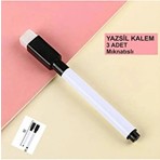 Nasadan Mıknatıslı Siyah Silinebilir Yazı Tahtası Kalemi 3’lü Yaz Sil Kalem Seti
