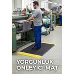 FlorONE Carpet Tiles Sarı Bordürlü Yorgunluk Önleyici Paspas Anti-Fatigue Mat | Ergonomik Ayakta Çalışma Matı, 60x90 cm