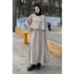 Lamelif Etekli Tesettür Takım Bej