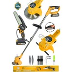 Kimmeer Plus 2'li Set 21V Çift Akü Uzatmalı Kollu Çalı Ot Biçme Şarjlı Tırpan ve Testere