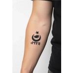 Tattoo Gerçekçi Türk Ayyıldız ve Kurt Minimal Model Geçici Dövme Kol Bacak Sticker Suya Dayanıklı