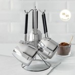 Nehir Modern 4 Parça Standlı Paslanmaz Çelik Cezve Seti