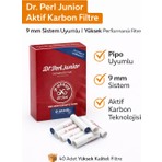 Dr. Perl Junior Aktif Karbon Filtre – 9 mm Sistem Filtre | Pipo Uyumlu Yüksek Performanslı Filtre (40 Adet)