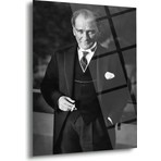 Shiny Art Mustafa Kemal Atatürk Siyah Beyaz Portre Cam Tablo – ATA282