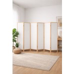6 Kanatlı 45 ×175 cm Katlanabilir Modern Beyaz Desenli Ahşap Seperatör Paravan Mdf