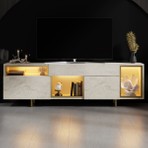 Modatte Mobilya MODATTE Norm Gold Traverten TV Ünitesi 180 x 55 x 32 cm Modern Demir Ayaklı