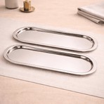 Sarkap Home 16x35 cm 2'li Oval Sunumluk Tepsi - Silver